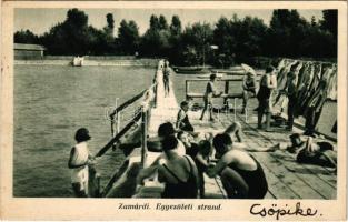 1940 Zamárdi, Balatonzamárdi; Egyesületi strand, fürdőzők