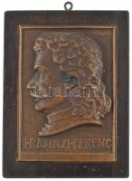 Solymári Valkó László (1909-1984) 1954. "II. Rákóczi Ferenc" bronz plakett fa keretbe ragasztva (89x64mm) T:AU a ragasztó felvált