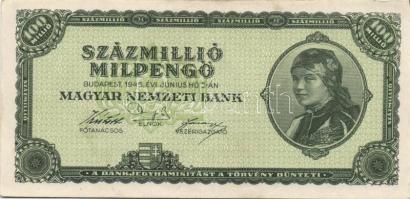 1946. 10.000BP T:I + 100.000.000MP T:I + 50.000AP fehér papíron, v.j. és sorozatszám nélkül T:II+