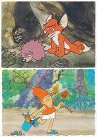 12 db MODERN magyar rajzfilmes motívum képeslap: Pom-Pom, Vuk / 12 modern motive postcards, Hungarian cartoons
