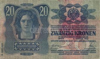 1913. 20K II.kiadás piros "Magyarország" körbélyegzővel T:II+