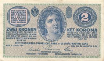 1914. 2K vékony "e" jobbra dőlő sorszámokkal T:I