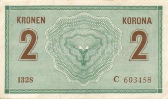 1914. 2K vékony "e" jobbra dőlő sorszámokkal T:I