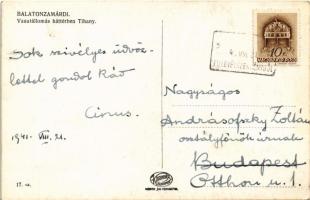 1941 Zamárdi, Balatonzamárdi; Vasútállomás háttérben Tihany + "P.U. LEVÉLSZEKRÉNYBŐL"