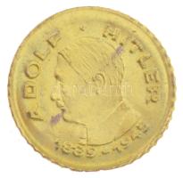 DN Adolf Hitler jelzetlen modern aranyozott bronz mini pénz (10mm) T:AU patina ND Adolf Hitler modern gilt bronze mini coin (10mm) C:AU patina