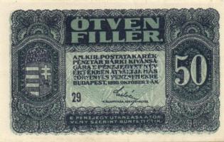 1920. 20f (2x) színvariánsok, elcsúszott alapnyomat T:I + 50f (5x) alapnyomat elcsúszásokkal T:I,I- ...