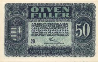 1920. 20f (2x) színvariánsok, elcsúszott alapnyomat T:I + 50f (5x) alapnyomat elcsúszásokkal T:I,I- ...