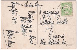 1913 Gátalja, Gáttája, Gataia; Fő utca, Görögkeleti román templom, Román nemzeti tánc / main street,...