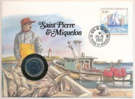 Franciaország / Saint Pierre és Miquelon 1988. 1Fr "Charles de Gaulle" felbélyegzett borítékban, bélyegzéssel, német nyelvű leírással T:1 France / Saint Pierre & Miquelon 1988. 1 Franc "Charles de Gaulle" in envelope with stamp and cancellation, with German description C:UNC