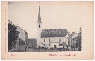 Székelyudvarhely, Odorheiu Secuiesc; Fő tér, piac, templom. Dragomán kiadása / main square, market, church (EK)