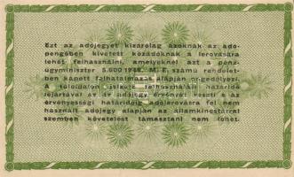 1946. 50.000AP vízjeles papíron, sorozat- és sorszám nélkül, előlap bal oldalán a hátlap halvány átn...