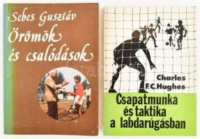 2 db futball témájú könyv: Sebes Gusztáv: Örömök és csalódások. Egy sportvezető emlékei. Bp., 1981, Gondolat. + Charles F. C. Hughes: Csapatmunka és taktika a labdarúgásban. Ford.: Szűcs Lászlóné. Bp., 1976, Sport. Kiadói papírkötés, kissé kopott borítókkal.