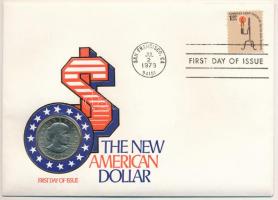 Amerikai Egyesült Államok 1979. 1D Cu-Ni "Susan B. Anthony" boríték első napi bélyeggel és bélyegzéssel T:UNC USA 1979. 1 Dollar Cu-Ni "Susan B. Anthony" envelope with first day of issue stamp and cancellation C:UNC