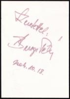 Beregi Péter (1945-) színész, humorista, érdemes művész aláírása egy őt ábrázoló fotó hátoldalán, 12...