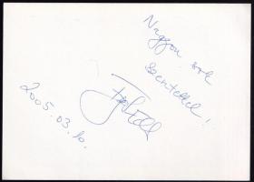 Frajt Edit (1955-) színésznő aláírása egy őt ábrázoló fotó hátoldalán, 15x10 cm