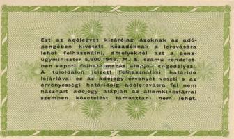 1946. 50.000AP barnásfehér vízjeles papíron, sorozat- és sorszám nélkül, hátlap világoszöld képnyoma...