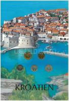 Horvátország 1995-1999. 1l-20l (5xklf) forgalmi összeállítás díszlapon, német nyelvű tájékoztatóval T:UNC,AU Croatia 1995-1999. 1 Lipa - 20 Lipe (5xdiff) coin set on decoration sheet, with information in German C:UNC,AU