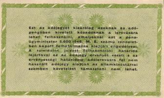1946. 50.000AP barnásfehér vízjeles papíron, sorozat- és sorszám nélkül, hátlap világoszöld képnyoma...