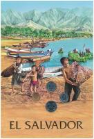 El Salvador 1972-1998. 1c-25c (4xklf) forgalmi összeállítás díszlapon, német nyelvű tájékoztatóval T:UNC,AU El Salvador 1972-1998. 1 Centavo - 25 Centavos (4xdiff) coin set on decoration sheet, with information sheet in German C:UNC,AU