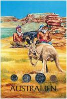 Ausztrália 1983-2000. 1c-20c (4xklf) forgalmi összeállítás díszlapon. német nyelvű tájékoztatóval T:UNC,AU Australai 1983-2000. 1 Cent - 20 Cents (4xdiff) coin set on decoration sheet, with information in German C:UNC,AU