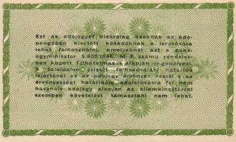 1946. 50.000AP barnásfehér vízjeles papíron, sorozat- és sorszám nélkül, vízjel fejtetőn balra áll T...