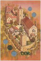 NDK 1963-1984. 1pf-50pf (5xklf) forgalmi összeállítás díszlapon. német nyelvű tájékoztatóval T:AU,XF GDR 1963-1984. 1 Pfennig - 50 Pfennig (5xdiff) coin set on decoration sheet, with information in German C:AU,XF