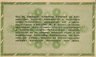 1946. 50.000AP barnásfehér vízjeles papíron, sorozat- és sorszám nélkül, vízjel fejtetőn balra áll T...
