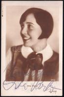 Dita Parlo (1906-1971) német filmszínésznő aláírása egy őt ábrázoló képeslapon, 14x9 cm