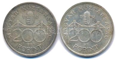 1992. 200Ft Ag "MNB" (2x) T:AU,XF patina Adamo F13