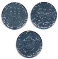 San Marino 1975. 100L acél "Kutya és macska" + 1976. 100L acél "Család" + Vatiká...