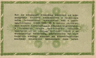 1946. 50.000AP barnásfehér vízjeles papíron, sorozat- és sorszám nélkül, vízjel szabályosan áll, de ...