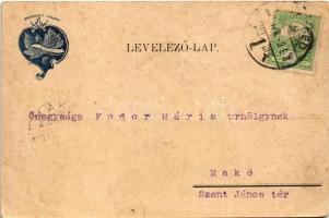 1907 Szeged, Sátor Pál divatáruháza reklámlapja. Kárász utca 12. (szakadás / tear)