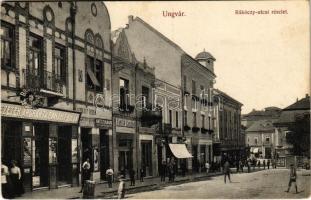 Ungvár, Uzshorod, Uzhhorod, Uzhorod; Rákóczy utca, Jaczik András, Katz Zsigmond, Seszták Béla üzlete. Steinfeld Dezső kiadása 1614. / street view, shops (fl)