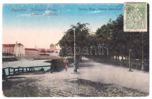 Nagyvárad, Oradea; Körös-parti korzó, zsinagóga, híd / Korso v. d. Körös / Cris riverside, synagogue, bridge (Rb)