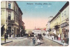 1918 Kolozsvár, Cluj; Wesselényi Miklós utca, Hirsch Adolf üzlete / street view, shops (EM)