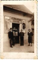 Marosvásárhely, Targu Mures; Kozma Mihály úri szabó üzlete / tailor&#039;s shop. Tóth József photo (ragasztónyom / glue marks)