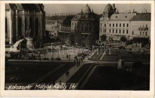 1940 Kolozsvár, Cluj; Mátyás király tér, bevonulás / entry of the Hungarian troops. photo + &quot;1940 Kolozsvár visszatért&quot; So. Stpl. (EB)