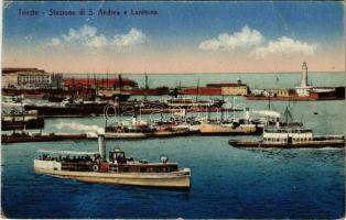 1924 Trieste, Trieszt; Stazione di S. Andrea e Lanterna / port, lighthouse, steamships (EK)