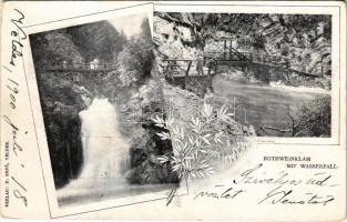 1900 Bled, Veldes; Rothweinklamm mit Wasserfall. Art Nouveau, floral (worn corners)
