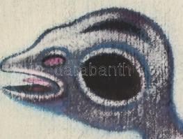 Földi Péter (1947-): Madárfiú. Computer print, merített papír, jelzett, számozott (2/6), üvegezett f...