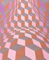 Victor Vasarely (1908-1997): Op-art kompozíció. Nyomat, papír, jelzett. Üvegezett fakeretben, 36x36 ...