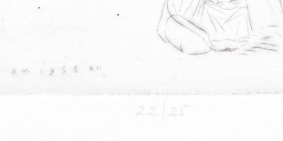 Borsos Miklós (1906-1990): Szent család. Rézkarc, papír, jelzett a karcon, számozott: 22/25, üvegeze...