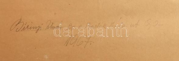 Birinyi István (?-): Cím nélkül, 1967. Kollázs, papír. Jelzett, hátoldalán autográf felirattal. Üveg...