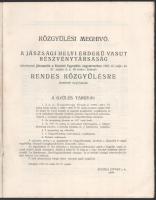 1929 A Jászsági Helyi Érdekű Vasút Rt. megnyitó pengő mérlege 1925. január 1-ével és az 1927. évi zá...