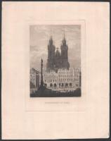 E.C. Schmidt: Teinkirche in Prag, rézmetszet, papír, szélén törésekkel, 28x22,5 cm