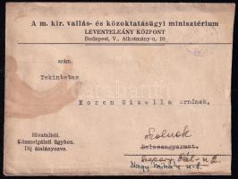 1944 A m. kir. vallás- és közoktatásügyi minisztérium leventelány központ hivatalos levele + Belépés...