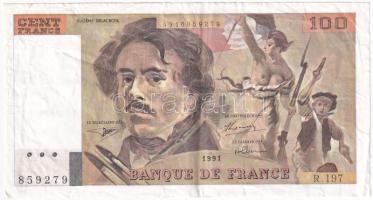 Franciaország 1991. 100Fr T:F szép papír  France 1991. 100 Francs C:F fine paper  Krause P#152