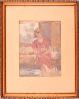 Bitay Anna (?-?), erdélyi magyar festőnő, működött 1940 körül Marosvásárhelyen: Olvasó hölgy portréja. Olaj, karton. Dekoratív, üvegezett fakeretben. 24x20 cm.