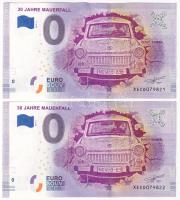 Németország 2019. 0E 30 Jahre Mauerfall (2x) szuvenír bankjegy, sorszámkövetők XECD078921 - XECD078922 T:UNC  Germany 2019. 0 Euro 30 Jahre Mauerfall (2x) souvenir banknote, consecutive serials XECD078921 - XECD078922 C:UNC