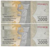Indonézia 2016. 2000R (2x) sorszámkövetők "BA 5449837 - BA 5449838" T:UNC 
Indonesia 2016...